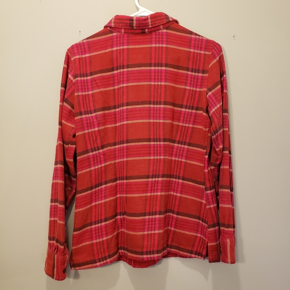 Patagonia Women's Long Sleeve Organic Cotton Midweight Fjord Flannel Shirt Red 4 - Picture 2 of 9